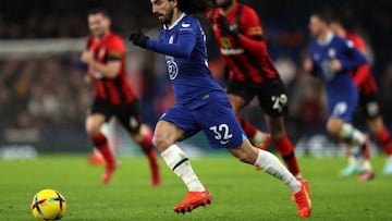 LONDON, ENGLAND - DECEMBER 27: Marc Cucurella of Chelsea runs with the ball during the Premier League match between Chelsea FC and AFC Bournemouth at Stamford Bridge on December 27, 2022 in London, England. (Photo by Chris Lee - Chelsea FC/Chelsea FC via Getty Images)