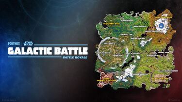 This is what the new Galactic Battle map looks like. It is the new Fortnite season centered on Star Wars