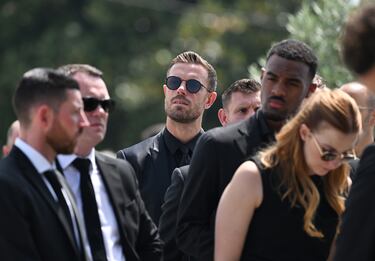 Jordan Henderson llega al funeral de Diogo Jota y su hermano André Silva en la Igreja Matriz de Gondomar el 5 de julio de 2025 en Gondomar, Portugal.