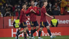 Ferran Torres celebra el 1-0 en el partido entre Espa&ntilde;a y Albania. 