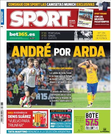 Prensa catalana: Arda Turan, el sacrificado por André Gomes