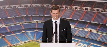 Bale, el día de su presentación como jugador del Real Madrid en el Santiago Bernabéu.