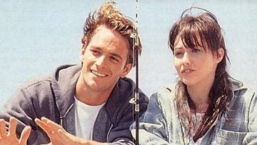 Luke Perry y Shannen Doherty en una escena de 'Sensación de vivir'.