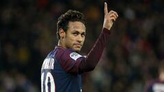 Neymar celebrando su primer gol en el partido de la Ligue 1 entre el PSG y el Dijon FCO del 17 de enero de 2018.