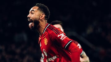 Matheus Cunha, jugador del Manchester United, celebra su gol anotado ante el Brighton.