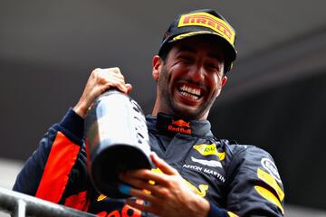 Daniel Ricciardo en el pódium del GP de Bélgica. 