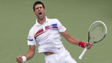 <b>EXULTANTE. </b>Djokovic salta: ganó a Fish en la final de Montreal.
