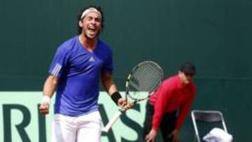 Gonzalo Lama celebra durante la &uacute;ltima Copa Davis