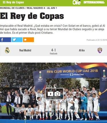 "El Madrid no falla en finales"