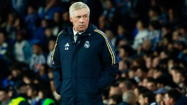 Soccer Football - LaLiga - Real Sociedad v Real Madrid - Reale Arena, San Sebastian, Spain - April 26, 2024 Real Madrid coach Carlo Ancelotti REUTERS/Vincent West