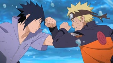 Naruto y Sasuke peleando.