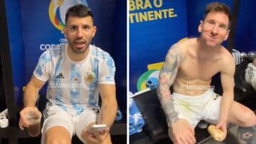 Messi con un bocata bromea de su físico y la genial reacción del Kun al pillarle con una copa