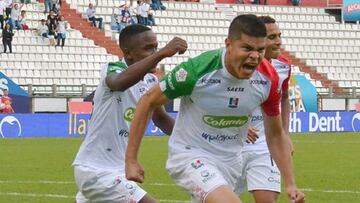 Jugadores de Once Caldas celebrando un gol en la Liga Águila I-2018