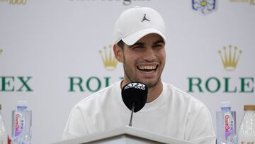 El tenista español Carlos Alcaraz, durante la rueda de prensa previa al Masters 1.000 de Shanghái.