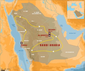 Mapa con el recorrido del Dakar 2020.