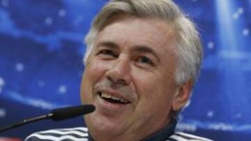 El técnico del Real Madrid, Carlo Ancelotti, durante la rueda de prensa.