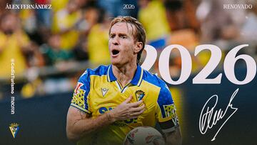 Álex Fernández renueva con el Cádiz hasta 2026. Foto: Cádiz CF.