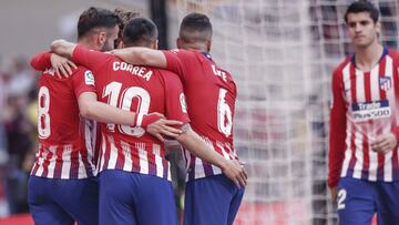 Los jugadores del Atlético celebran un gol.