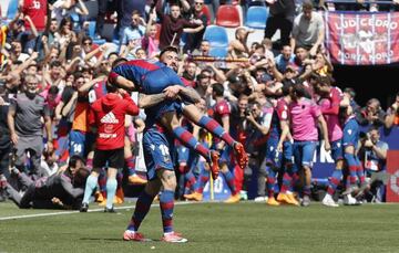 Celebración del gol contra Las Palmas.