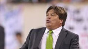 Miguel Herrera reclama una falta al &aacute;rbitro en el juego antes Costa Rica