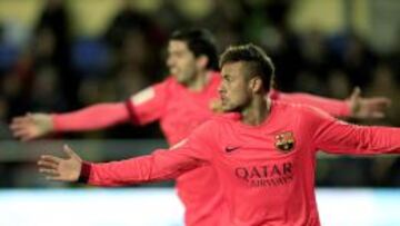 Neymar y Luis Suárez, autores de los goles de Barcelona ante el Villarreal.