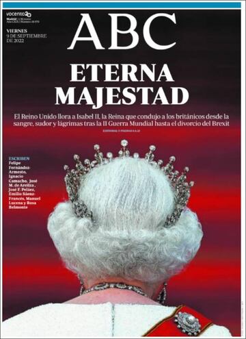 Las portadas de los diarios tras el fallecimiento de Isabel II