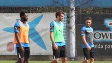 Caicedo, Stuani y Sergio Garc&iacute;a, en Sant Adri&agrave;.