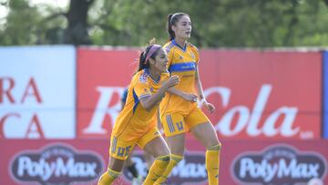 Cristina Ferral celebrates her goal 0-6 of Tigres during the 8th round match between Queretaro and Tigres UANL as part of the Liga BBVA MX Femenil, Torneo Apertura 2025 at CEGAR Stadium, on August 26, 2025 in Santiago de Queretaro, Mexico.