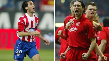 Luis García con el Atlético y con el Liverpool.