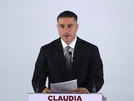 Omar Garcia Harfuch, appointed as Security Minister, speaks on the day that Mexican President-elect Claudia Sheinbaum (not pictured) announces members of her cabinet in Mexico City, Mexico, July 4, 2024. REUTERS/Henry Romero