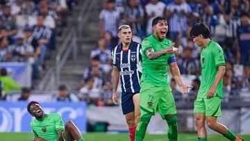 Aviles Hurtado and Carlos Salcedo of Juarez during the 8th round match between Monterrey and FC Juarez as part of the Liga BBVA MX, Torneo Apertura 2024 at BBVA Bancomer Stadium on September 18, 2024 in Monterrey, Nuevo Leon, Mexico.