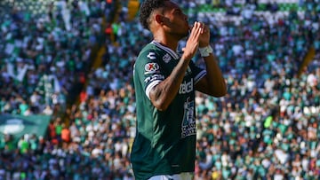 Ismael Diaz celebrates his goal 0-1 of Leon during the 6th round match between Leon and Pachuca as part of the Liga BBVA MX, Torneo Apertura 2025 at Nou Camp Stadium, on August 23, 2025 in Leon, Guanajuato, Mexico.