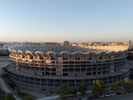 Vista general de las obras del Nuevo Mestalla el 30 de agosto de 2025.