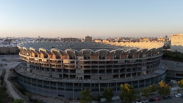 Vista general de las obras del Nuevo Mestalla el 30 de agosto de 2025.