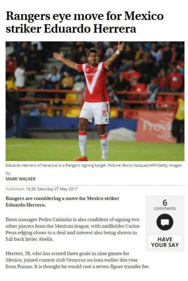 En Escocia revelan interés del Rangers por Eduardo Herrera