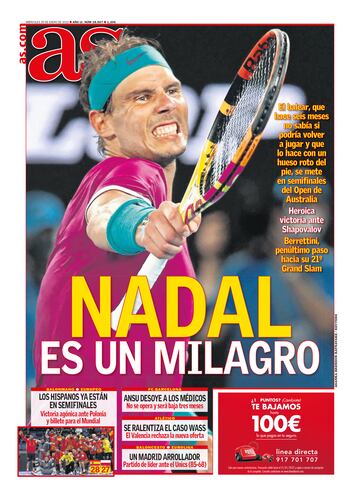 Rafa Nadal a través de las portadas de As