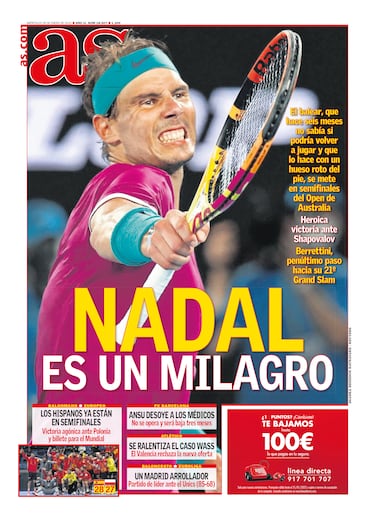 Rafa Nadal a través de las portadas de As