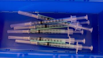 Syringes ready to be administrated to residents who are over 50 years old and immunocompromised and are eligible to receive their second booster shots of the coronavirus disease (COVID-19) vaccines are seen in Waterford, Michigan, U.S., April 8, 2022.  RE