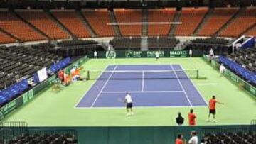 <b>FRANK ERWIN CENTER. </b>España, en un entrenamiento sobre la pista.