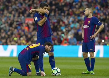 Jordi Alba, Messi, Luis Suárez.