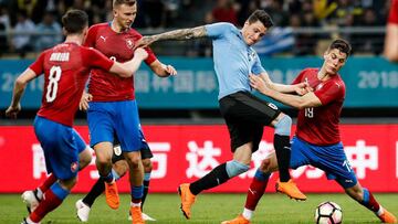 Gim&eacute;nez, en su partido ante la Rep&uacute;blica Checa, con Uruguay. 