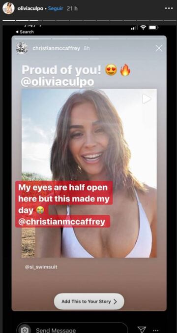 Olivia Culpo a través de sus historias de Instagram.