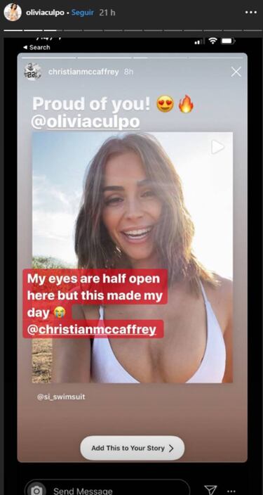 Christian McCaffrey coquetea con Olivia Culpo en Instagram