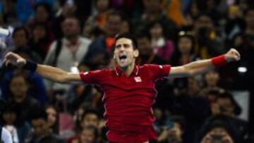 Novak Djokovic, exhultante tras el triunfo.