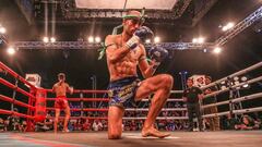 Carlos Coello - a Muay Thai fighter from Ponferrada warms up before a fight.