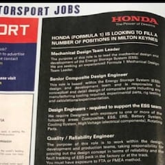 Honda publica ofertas de empleo para F1 en una revista
