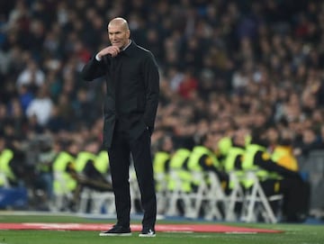 Zinedine Zidane, manager of Real Madrid, reacts during the Copa del Rey.