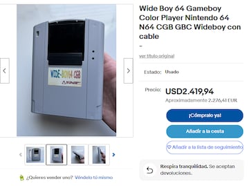 wide boy 64 adaptador cartucho game boy