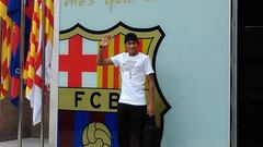Neymar en su llegada a Barcelona cuando ficho por el equipo azulgrana