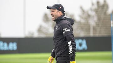 Eduardo Coudet durante un entrenamiento del Celta.